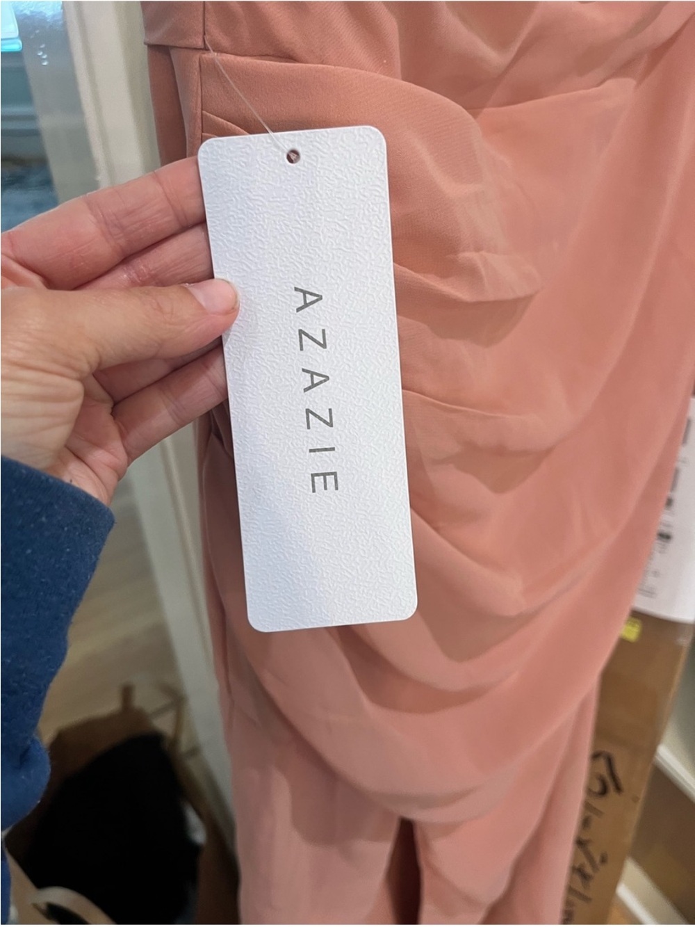 NWT Azazie Eren dress in champagne rose. size 12. - Picture 4 of 6